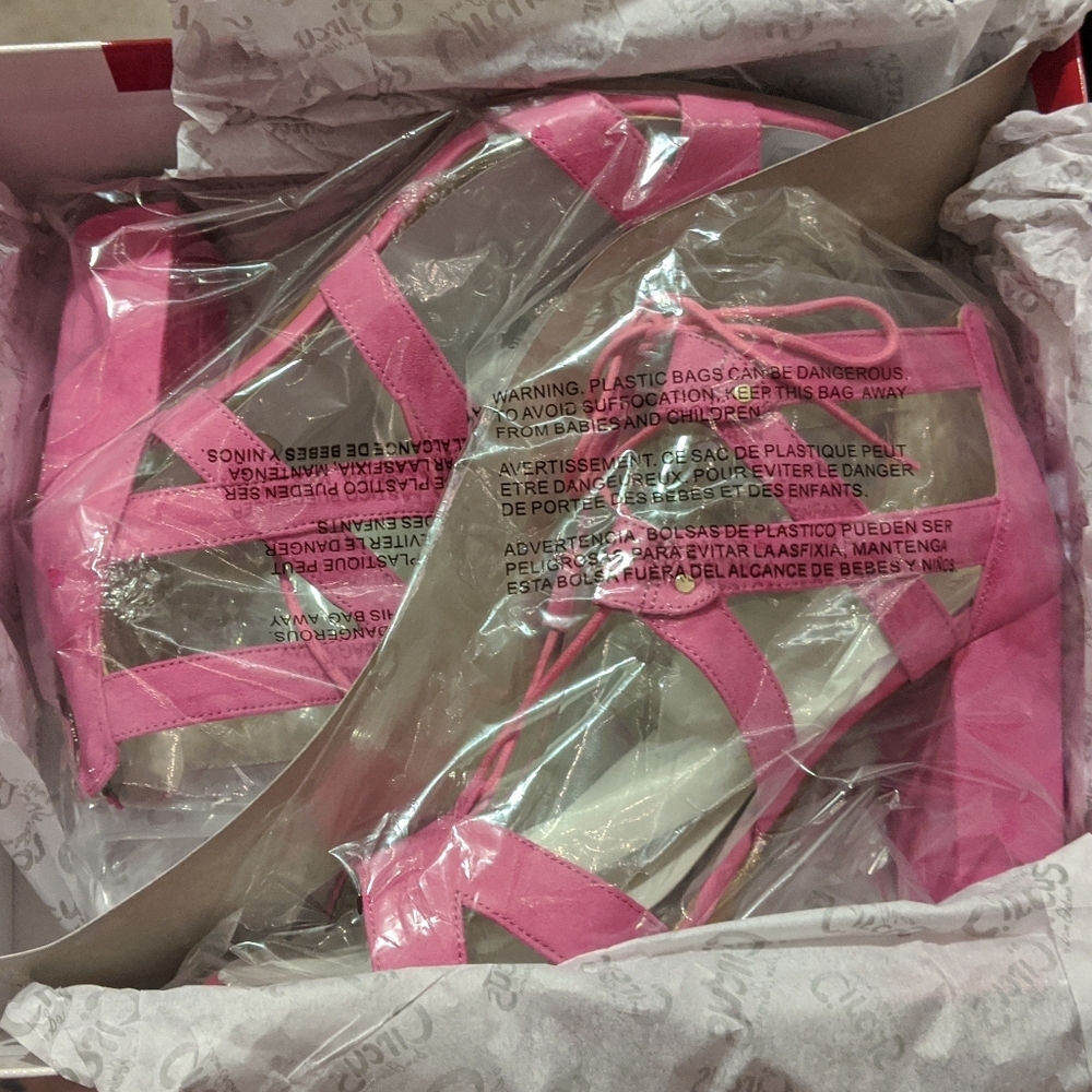 Strappy Hot Pink Wedge Heels 9.5 Sam Edelman